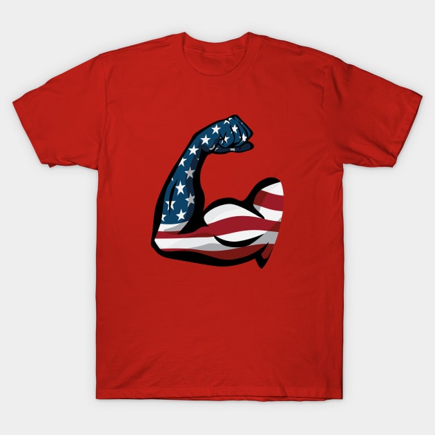 American Pride USA Flag Arm Flex T-Shirt by hobrath